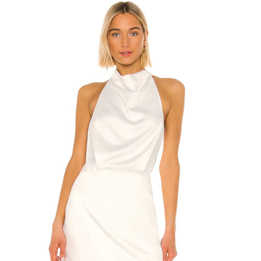 Elliatt Camo Asymmetric Satin Cocktail Dress